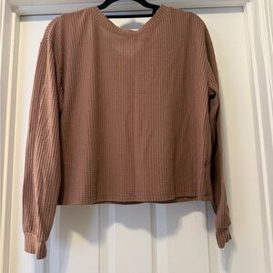 Aeropostale Women's Long Sleeve Waffle Knit Top - Brown